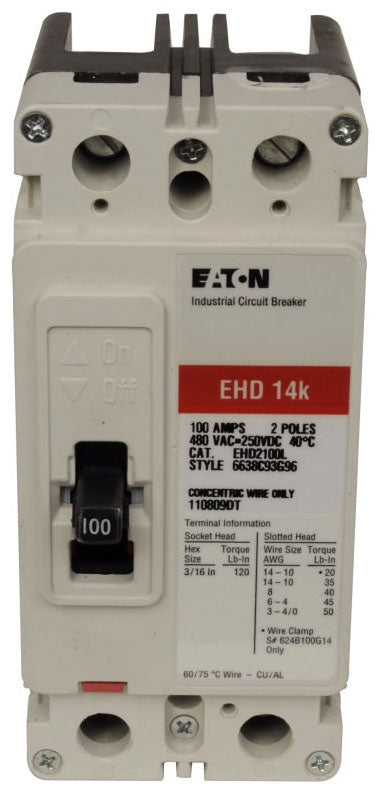 EHD2020 - Eaton/ Cutler Hammer/ Westinghouse Bolt-On 20 Amp 2 Pole Circuit Breaker - Essential Electric Supply