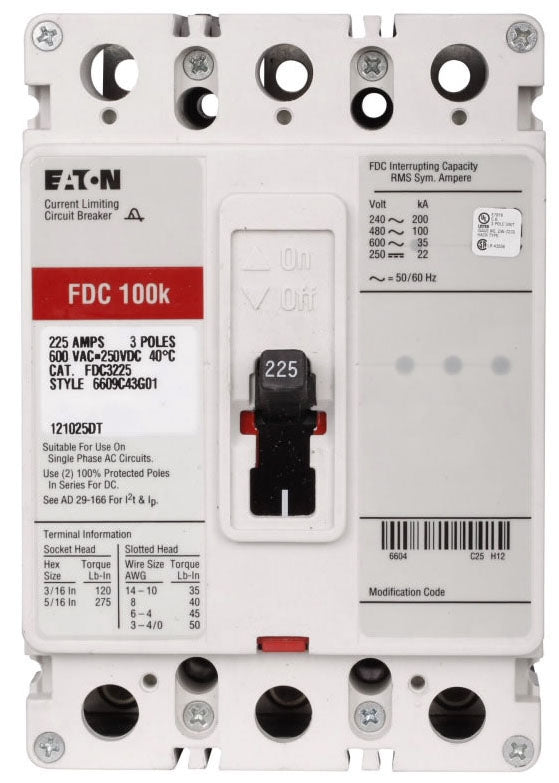 FDC3225 - Eaton/ Cutler Hammer/ Westinghouse Bolt-On 225 Amp 3 Pole Circuit Breaker - Essential Electric Supply