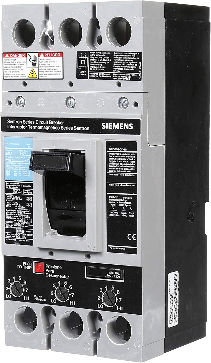 FXD63B125 - SIemens Bolt-On 125 Amp 3 Pole Circuit Breaker - Essential Electric Supply