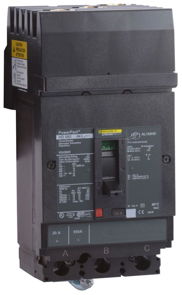 HDA36025 - Square D I-Line Style Plug-In 25 Amp 3 Pole Circuit Breaker - Essential Electric Supply