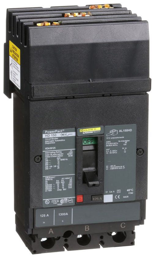 HDA36125 - Square D I-Line Style Plug-In 125 Amp 3 Pole Circuit Breaker - Essential Electric Supply