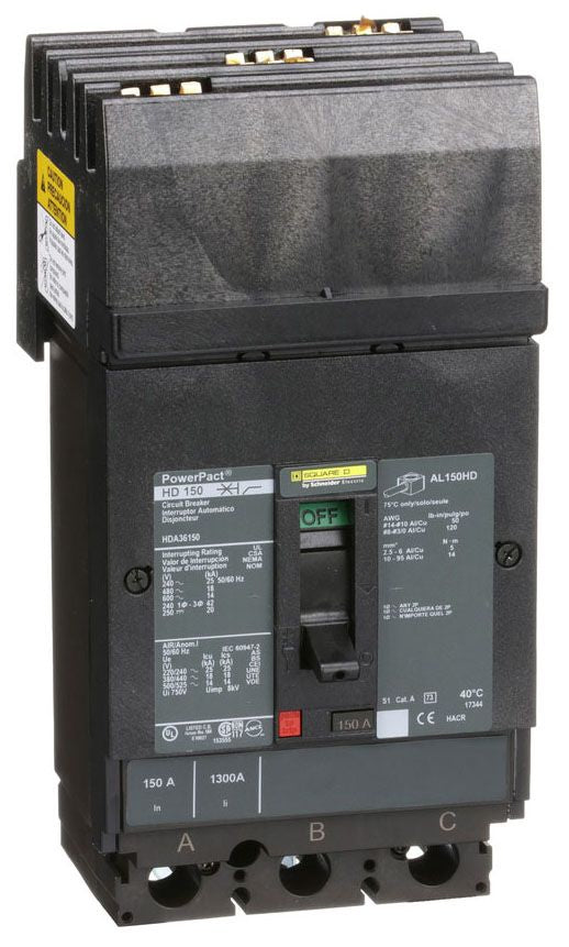 HDA36150 - Square D I-Line Style Plug-In 150 Amp 3 Pole Circuit Breaker - Essential Electric Supply