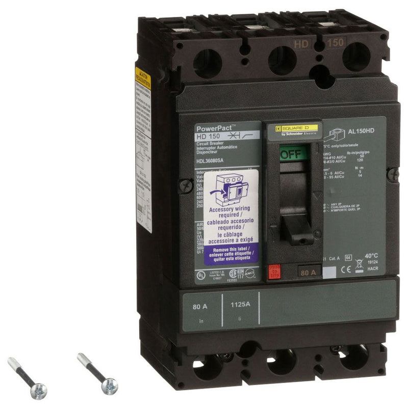 HDL36080SA - Square D/ Schneider Electric Feed-Thru 80 Amp 3 Pole Circuit Breaker - Essential Electric Supply
